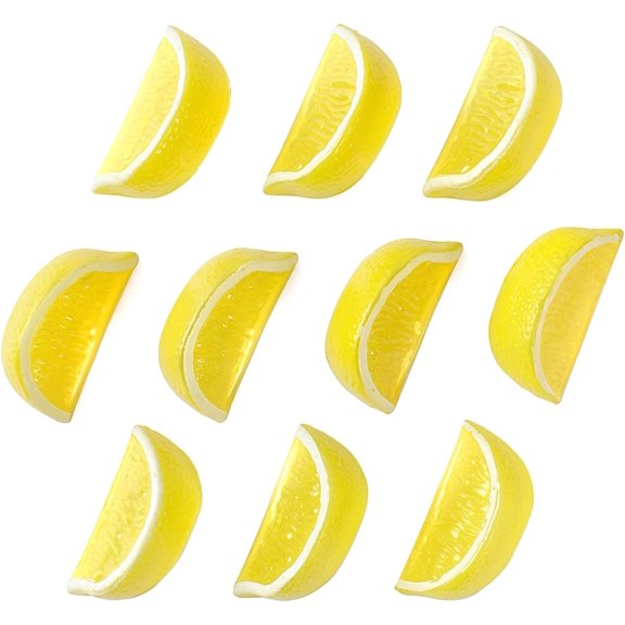 Fake Lemon Block Artificial Fruit Wedge Slice Simulation Lifelike Fake for Home Party Kitchen Decoration Yellow 10 pcs