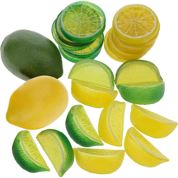 Fake Lemons Limes & Slices Blocks Set, 20Pcs Artificial Decorative Faux Assorted Fruits for Home Office Weddings Table Centerpiece Party Decor Lemon Theme