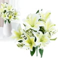 thumbnail image 1 of Fake Lilies,Artificial Lily Flowers,Silk Lily Bouquet, Fake Real Touch Floral Arrangement, Multi Head Elegant Lily Stems, Faux Flower Decor For Wedding Home Hotel Office Party Table Centerpiece, 1 of 7