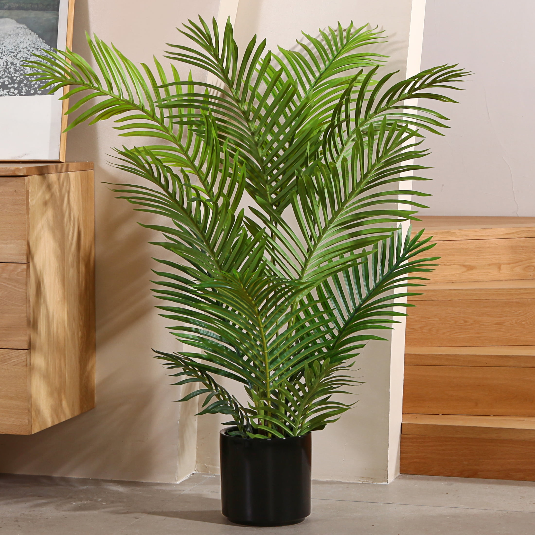 Green Artificial Palm Leaves, Outdoor Faux Palm Fronds Fake