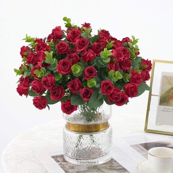 Fake Mini Rose Silk Faux Flowers Fake Roses Silk Flowers Arrangements Decor Resistants No Fade Fake Plants for Home Living Room Dining Decor New Artificial Flowers Easter Decorations, A