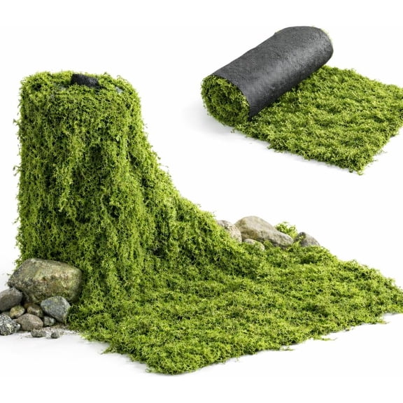 Fake Moss Mat Artificial Moss Roll 12 x 71 Inch Soft Green Moss Rug for Table Runner Decor Faux Grass Mat for Crafts DIY Fairy Garden Wedding Party Landscaping