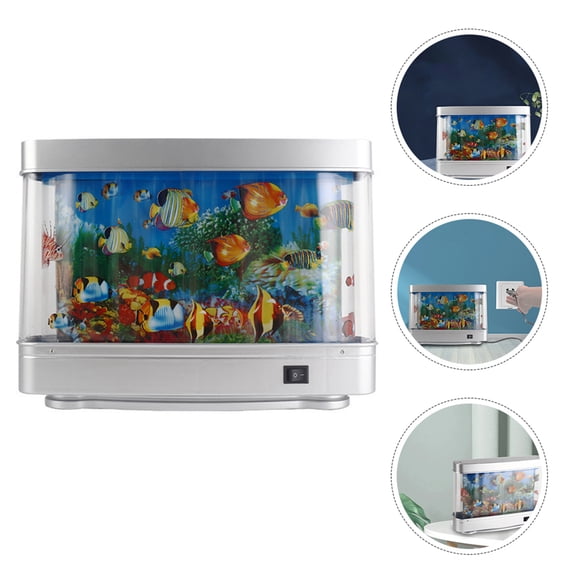 Fake Motion Fish Tank Mini Aquarium, Artificial Tropical Decorative Lamp Night Light with Moving Fish