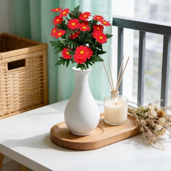 Fake Mums,13.8 Inch Realistic Faux Mums Stem,Fake Flowers Silk Daisy,Weather‑Durable Artificial Mum Bouquet,Low‑Maintenance Faux Chrysanthemum Bunches,Flexible Wildflower Floral Pick for Vase