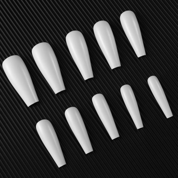 NICEXMAS Full Cover Nail Tips 500Pcs White Coffin Shape 10 Sizes
