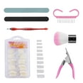 thumbnail image 1 of Fake Nails Art Tips Kit, Portable 100PCS French Clear Half Cover Fake False Nails with Box Nail Shear/Nail Brush/Horn Brush/Grinding Buffers/Sponge File/Dead Skin Fork for Women Manicure, 1 of 7