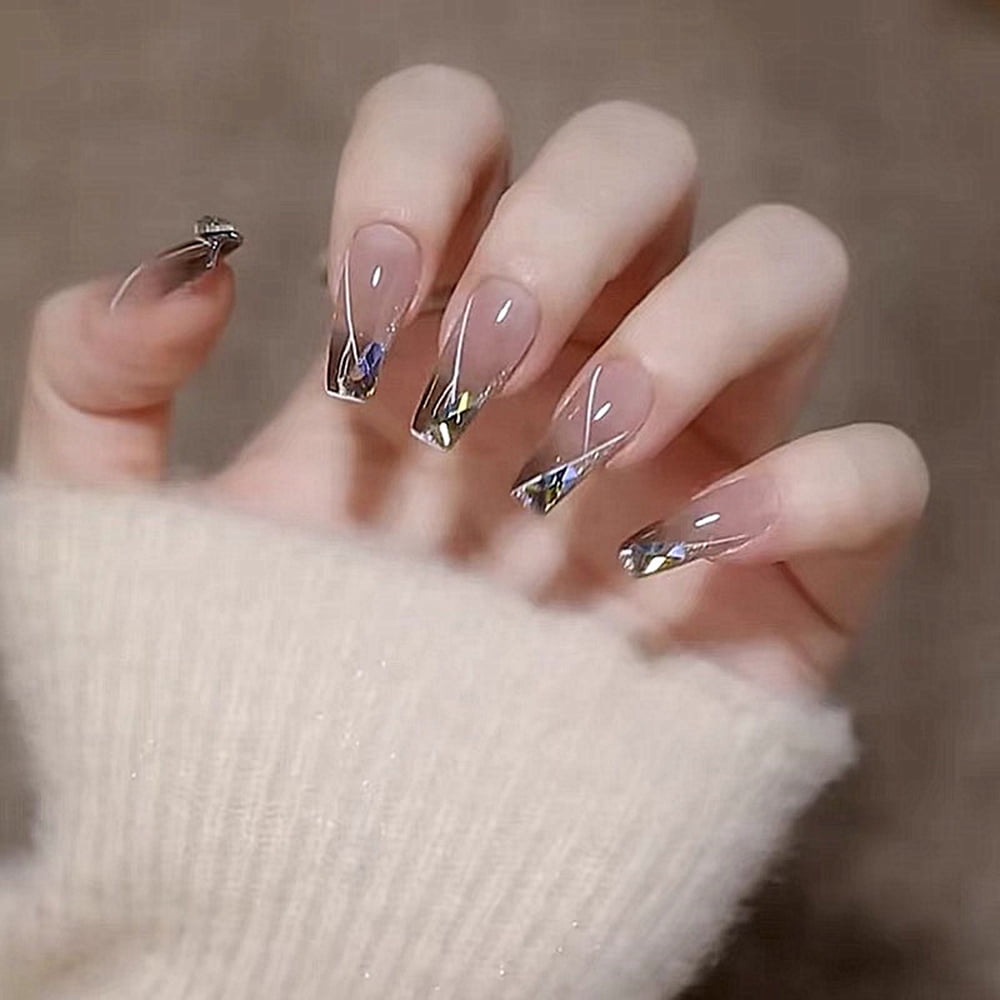 White Ombre Press On Nails (Set Of 24 Nails) - Nail Supplies Mumbai