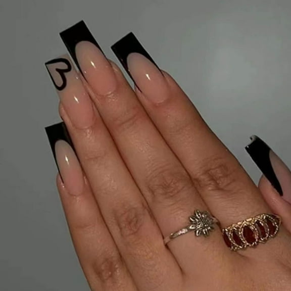 Fake Nails Pink Rhinestones Long Coffin French Press on Nails Full Cover Acrylic Luxury False Nails for Women and Girls 24PCS