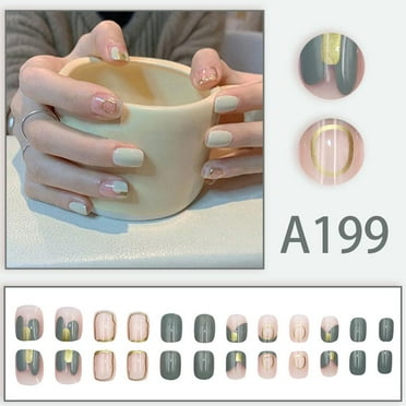Fake Nails Set Design DIY French Finger Nail Art false nail ;< I7I6