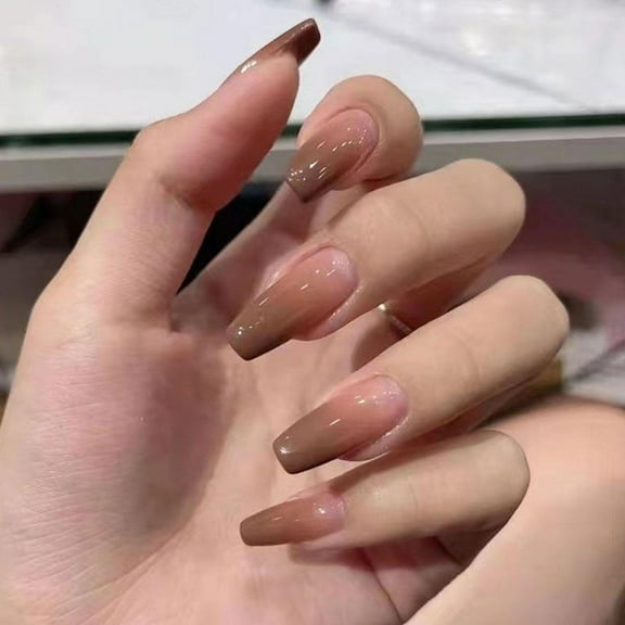 Fake Nails Set With Glue Long Nails French Nail Care Nail Beauty Design. 90