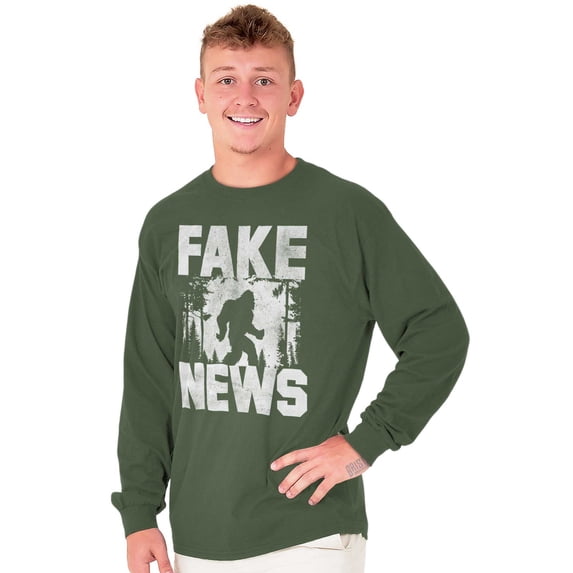 Fake News Legend Bigfoot Sasquatch Long Sleeve TShirt Men Women Brisco Brands S