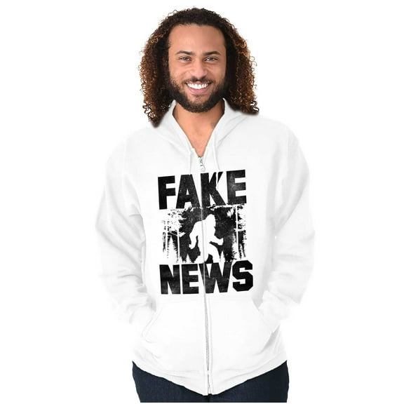 Fake News Legend Bigfoot Sasquatch Unisex Fleece Graphic Zip Up Hoodie Brisco Brands 2X