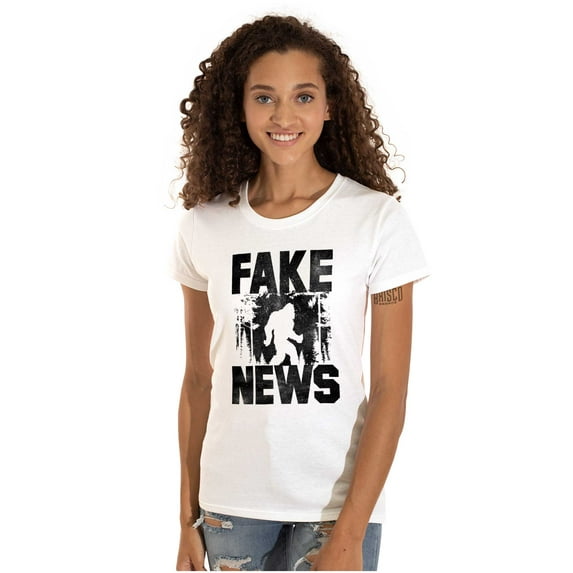 Fake News Legend Bigfoot Sasquatch Womens Slim Fit Graphic Tee Brisco Brands X