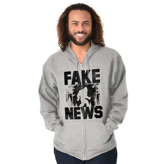 Fake News Legend Bigfoot Sasquatch Unisex Plus Size Zip Hoodie Brisco Brands 2X