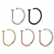 Fake Nose Ring D Shape Non Pierced Clip on Nose Lip Stud for Men Women Halloween Jewelry