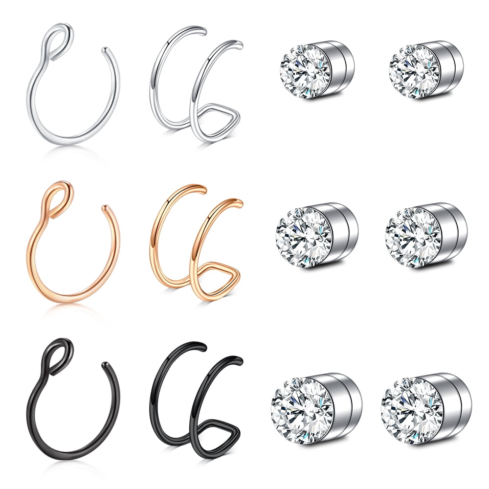 Fake Nose Ring Hoop Stainless Steel Fake Septum Faux Piercing Jewelry