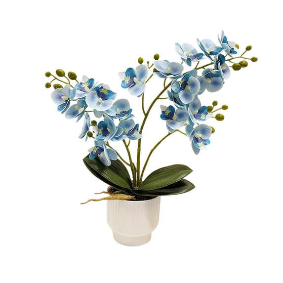 Fake Orchid Potted Plant Realistic Artificial Orchid with Ceramic Pot for Home Office Dining Table Centerpiece Decoration