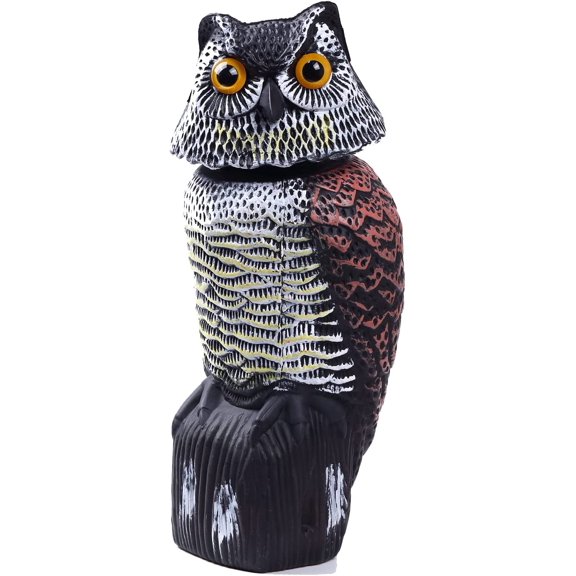Fake Owl Decoys Rotating Head Scarecrow Plastic Statue Pest Repellent Bird Control Garden Protector