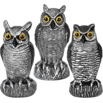 Fake Owl Decoys to Scare Birds Away, Rotating Head Plastic Owl Bird Deterrents, 10.6 Inch Height Bird Scarecrow Nature Enemy Horned Pest Repellent for Outdoor Garden Yard B