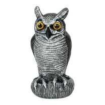 Fake Owl Decoys to Scare Birds Away, Rotating Head Plastic Owl Bird Deterrents, 9.6 Inch Height Bird Scarecrow Nature Enemy Horned Pest Repellent for Outdoor Garden Yard