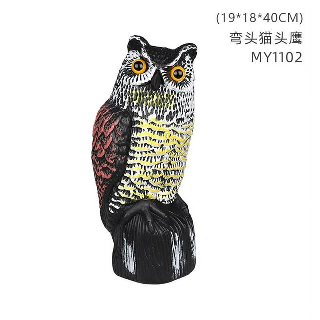 Fake Owl Decoys to Scare Birds Away, Rotating Head Sculptures, Nature