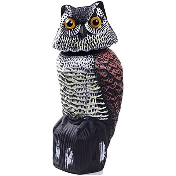 Fake Owl Decoys to Scare Birds Away, Rotating Head Sculptures, Nature Enemy Scarecrow Plastic Statues, Pest Repellent, Bird Control and Pigeon Deterrent Outdoor Yard, Garden Protectors