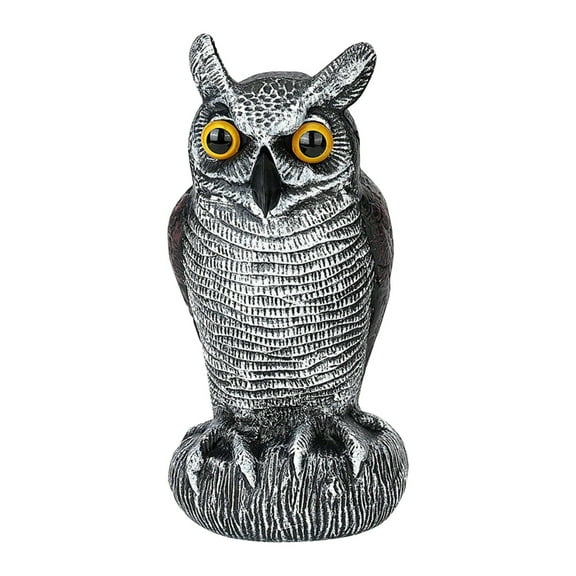 Fake Owl Decoys to Scare Birds Away, Rotating Head Bird Deterrents, Nature Enemy Scarecrow Plastic Statues, Pest Repellent for Gardens and Patios