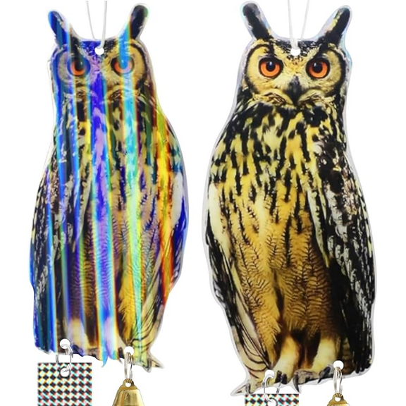 Fake Owl Keep Birds Away Acrylic Owl Decoy for Garden Patio Garden Windows Porch Tree to Scare Birds Away