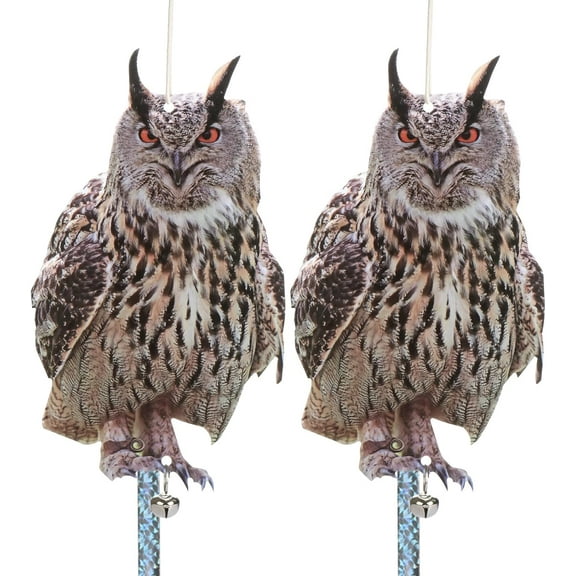 Fake Owl Realistic Keep Squirrels Away from Outdoor Hanging Plastic Owl to Scare Pigeon for House Flat Garden Owl with Reflective Tape for Balcony Windows Porch Backyard Decor