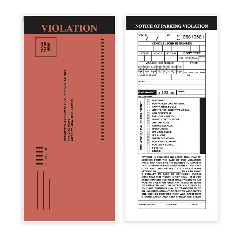 fake-parking-tickets-for-pranks-with-multiple-sections-to-fill-in-10-pieces-walmart-com for Free Printable Fake Parking Tickets Fake Parking Tickets For Pranks With Multiple Sections To Fill In (10 Pieces) - Walmart.com for Free Printable Fake Parking Tickets