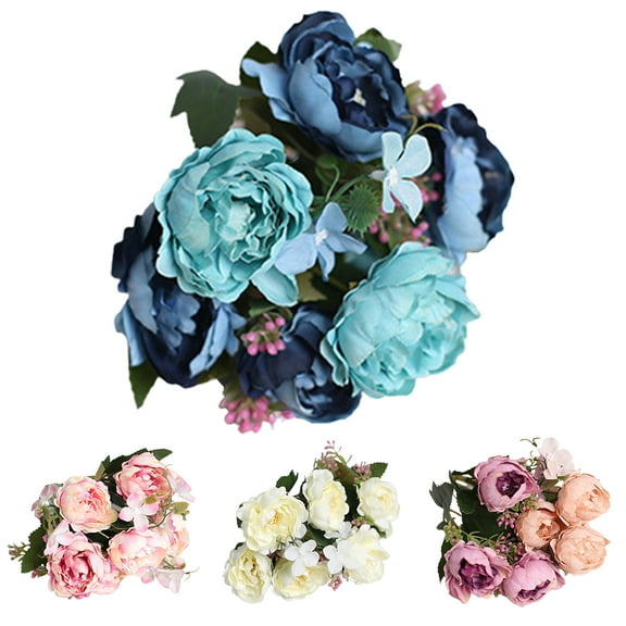 Fake Peonies Faux Silk Flower Vintage Artificial Peony Face Flowers Arrangement Bouquets for Home Table Centerpieces Wedding Party Decoration