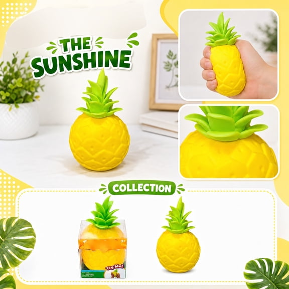 Fake Pineapple Slow Rebound Decompression Gadget, Soft Fruit Sensory Relaxation Accessory Great for Party Favors, Classroom Prizes and Event Reward Gifts