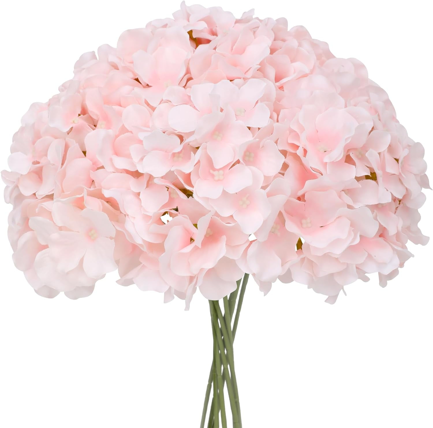 Fake Pink Hydrangea Artificial Flowers - Faux Silk Hydrangeas Flowers Heads with Stems Real Touch for Home Wedding Party Table Decor(Pink,Pack of )