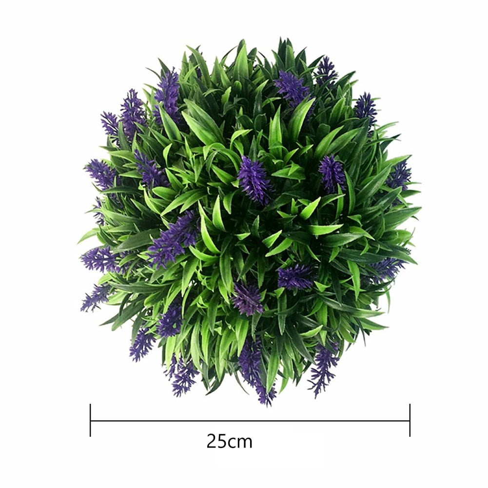 Fake Plant Home Decor Artificial Lavender Topiary Ball Flower Hanging Basket