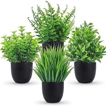 Fake Plants 4 Packs Artificial Plants Small Faux Plants Black Bathroom Accessories for Halloween Bathroom Home Kitchen Coffee Table Office Desk Decor Indoor