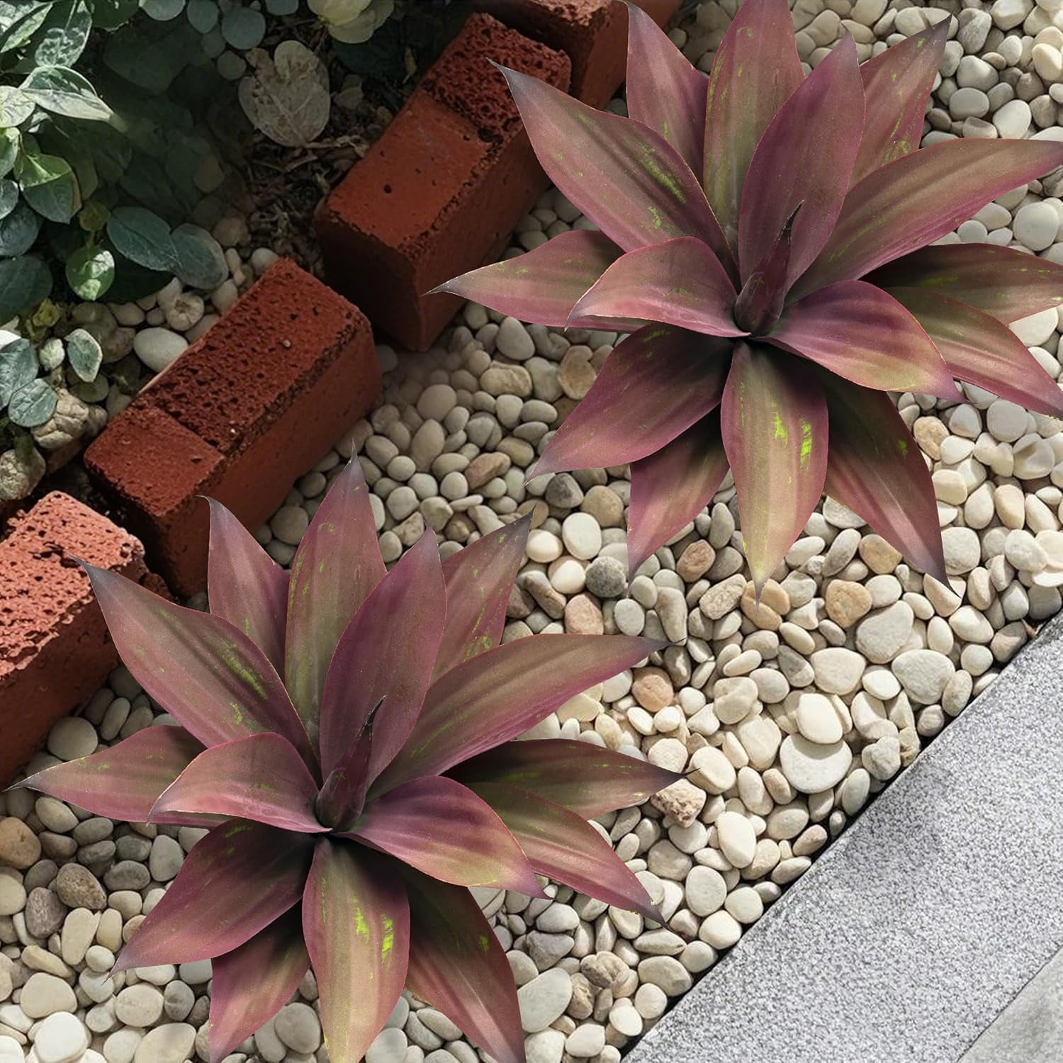 Fake Plants Artificial Agave Plants 13.8" Large UV Resistant Fake Agave Planters for Indoor and Outdoor Decorating Tropical Plant Succulents Greenery Indoor Decor(2Pack, Purple
