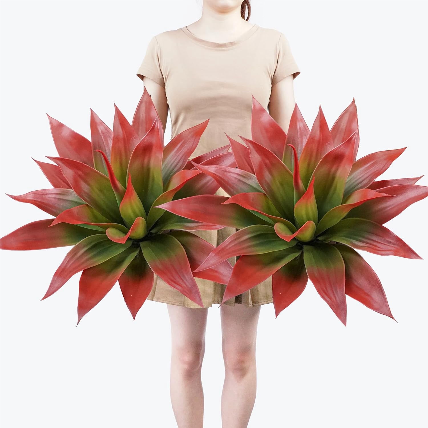 zhengxia 11.8 in Artificial Agave Planter Green Nature & Floral (2 Count)