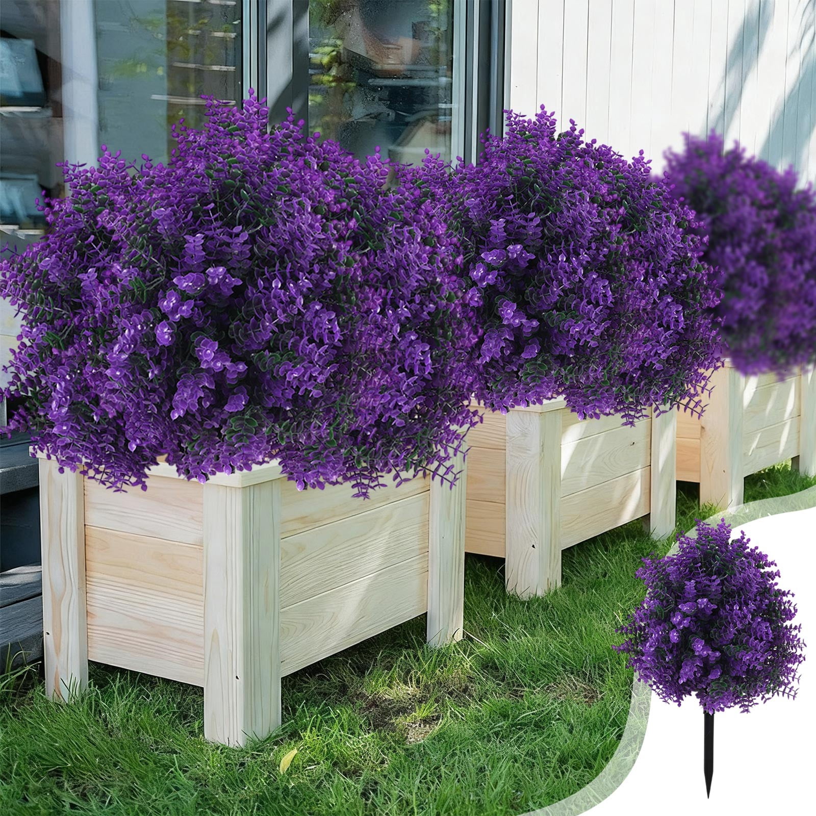 Fake Plants, Artificial Fake Flowers For Outdoor Outside Decor Bundles Faux Plants Silk Realistic Flower Look Real Plastic Decorations For Porch, Outdoor Decor