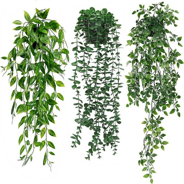 Kirifly Artificial Hanging Plants Decor, Faux Eucalyptus, 3 Pack Indoor