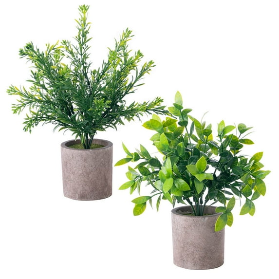 Fake Plants Artificial Plant Indoor Faux Greenery Leaves Green Décor for Home Office Bathroom Farmhouse Table 2 Pots