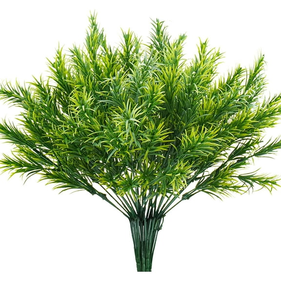 Fake Plants Outdoor, 6PCS Artificial Greenery Bush, 13.7’’ Faux Plastic Shrubs for Home Garden Kitchen Office Outside Planters Window Porch Outdoor Pot Filler Spring Summer Decorations