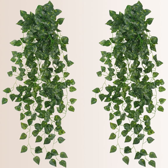 Fake Plants for Outside Fake Plant Decor Artificial Hanging Plants Fake Ivy Vine Faux Greenery Vine Plant for Home Room Wall Pot Hanging Planter Indoor Outdoor Dcor