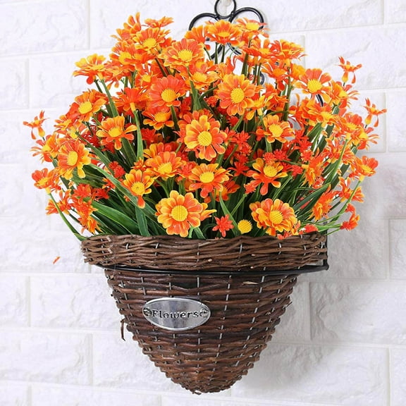 Fake Plants Promotion Sale! Nomeni 2 Pc Daisies Non Fading Plastic Plants That Decorate The Windows of Your Home with Outdoor Plastic Flowers, Home Decor Clearance Sale Orange