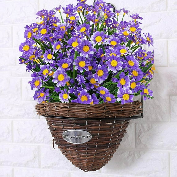 Fake Plants Promotion Sale! Nomeni 2 Pc Daisies Non Fading Plastic Plants That Decorate The Windows of Your Home with Outdoor Plastic Flowers, Home Decor Clearance Sale Purple