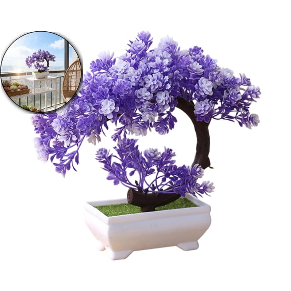 Fake Plants Small Artificial Bonsai Tree for Home Decor Living Room Bathroom Bookshelf Entryway Table Wall Shelf Modern Farmhouse Decor, 7.8" Tall