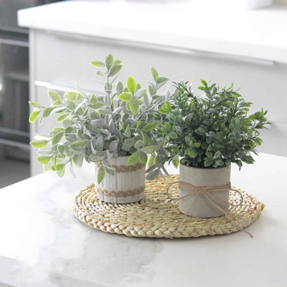 Fake Plants in Pulp Pots for Home Decor, Rustic Artificial Plants Indoor, Faux Plants for Bathroom Kitchen Office Desk Shelf Room Decor