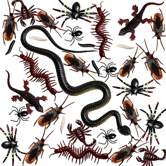 Fake Plastic Assorted Mini Insect Bugs And Snakes Figures Toy (1-Pack of 12 )