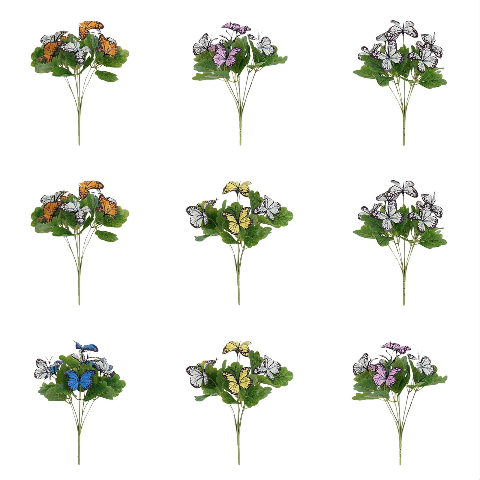 Flowers with Butterflies Artificial Flowers for Outdoor Indoor Decor, for Hanging Planters Garden Porch Window Box Home Wedding Farmhouse