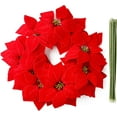 thumbnail image 1 of Fake Poinsettias Artificial Christmas Flowers - 2 Pcs Artificial Poinsettia Flowers 7 Heads Big Red Fake Flowers for Christmas Tree Silk Flower Decorations, 1 of 5