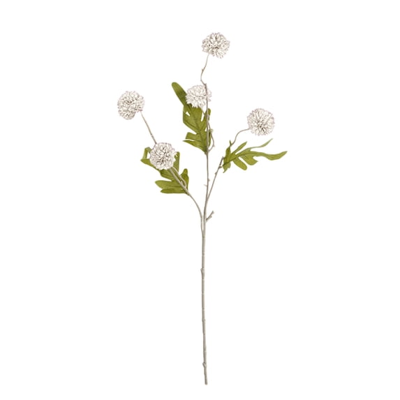 Fake Pompon Flowers, Faux Pompon Floral Arrangement With Long Stems, for Fall Thanksgiving Home Vase Decorations White